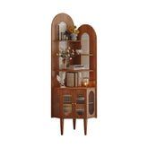 Retro solid wood corner shelf bookcase designed to save space in small living areas